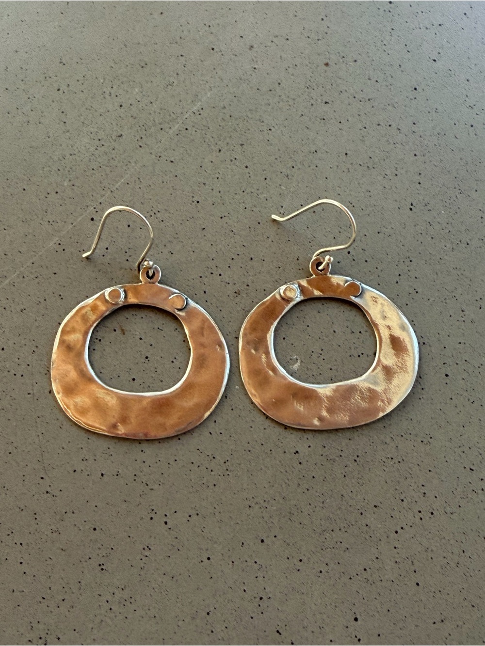 Retired Silpada Hammered Circular cut Drop Earrings